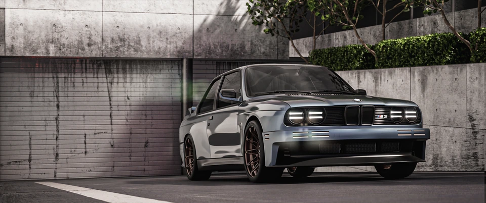 BMW — front exterior in an architectural courtyard
